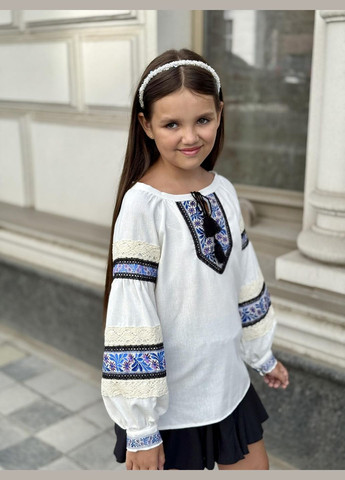 Белая блузка в этно стиле IRmAS узор однотонный вискоза, лен (344575260)