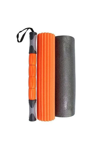 Массажный ролик (роллер) набор 3в1 4022 Therapy Roller Черно-оранжевый PowerPlay (315886191)