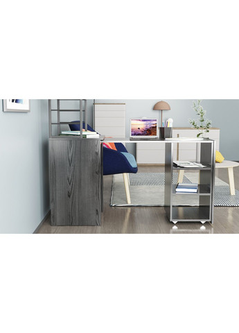 Стол-тумба трансформер Смарт 4/2 с этажеркой 1430x1450x600 Черный металл ДСП 16 мм (FRD-105132) Ferrum-decor (361944286)