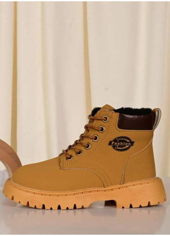 Зимние ботинки детские зимние коричневые Red Sun на шнурках