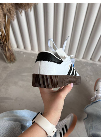 Белые всесезонные кроссовки samba white black adidas