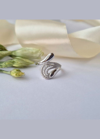 Срібна каблучка Завиток з Білими Каменями.0 розмір срібло 925 проби Родоване 4241р 3.70г No Brand (338185609)