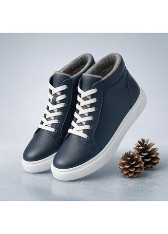 Темно-синие зимние мужские зимние ботинки lux 6501 тёмно-синие кожаные с шерстью броги Kindzer