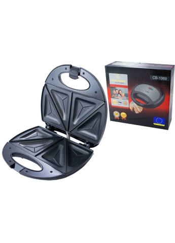 Сэндвичница бутербродница 4 отделения с антипригарным покрытием CB1069 Черная Crownberg (306716680)