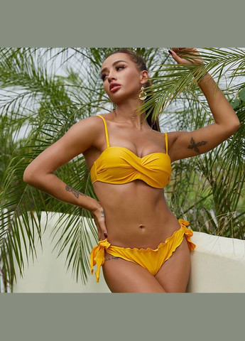 Комбинированный летний купальник женский раздельный 7743 m жёлтый раздельный Fashion