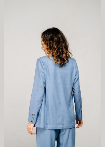 Піджак жіночий оверсайз із ґудзиками лляний блакитний MKAZ6035-3 Modna KAZKA (294692364)