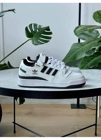 Білі Осінні кросівки чоловічі і жіночі adidas forum low white black | адідас форум низькі білі No Brand
