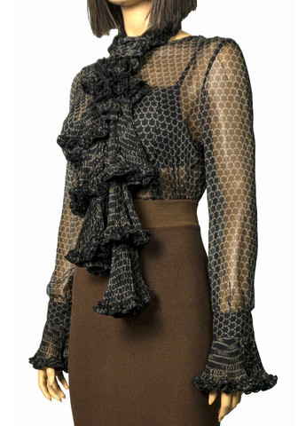 Чорна жіноча шифонова блузка з шарфом. чорний Forza Viva