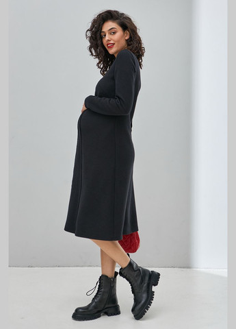 Чорна сукня міді для вагітних та годуючих трикотажна чорна Юла мама