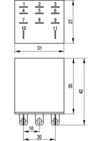 Реле промежуточное e.control.p1036, 10А, 230В AC, на 3 группы контактов i.ly3.230ac E.NEXT (337360132)