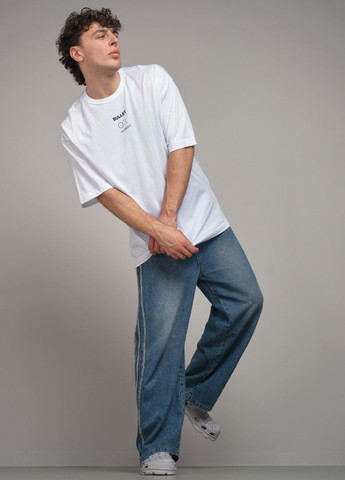 Біла чоловіча футболка оверсайз з написом 103351 Power