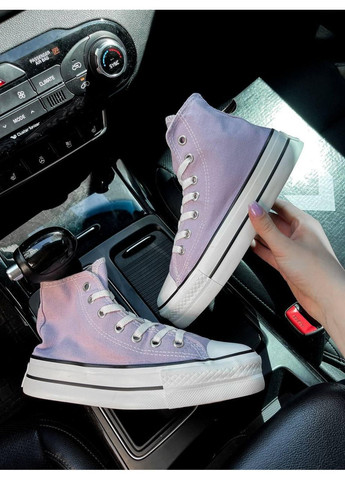 КЕДЫ ЖЕНСКИЕ CONVERSE HIGH PLATFORM LILAC КОНВЕРС No Brand фиолетовые демисезоны (369393885)