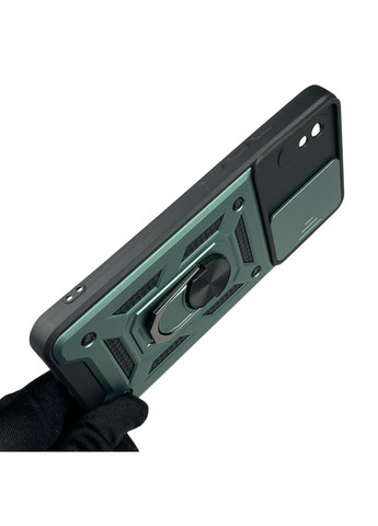 Чохол для Redmi 9A броньований з кільцем-тримачем підставкою зі шторкою на сяомі редмі 9а зелений rg1 Xiaomi (366387701)