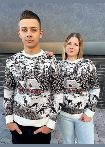 Білий зимовий светр чоловічий пуловер No Brand