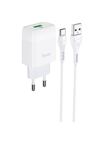 Зарядное устройство для C72Q Glorious USB QC3.0 + cable USB to USB-C 18W White (6931474732552) Hoco C72Q Glorious USB QC3.0 + cable USB to USB-C 18W W (369878324)