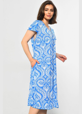 Халат жіночий батальний з принтом блакитного кольору Let's Shop (296847040)