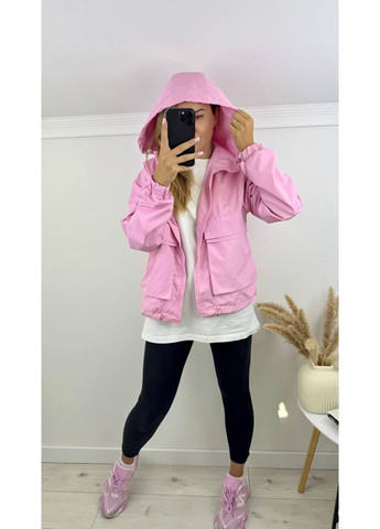 Розовая демисезонная куртка плащевка эмми,подкладка,с карманами и капюшоном Україна