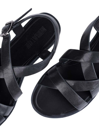 Черные женские сандалии 202-24114-2-1 черный кожа MIRATON