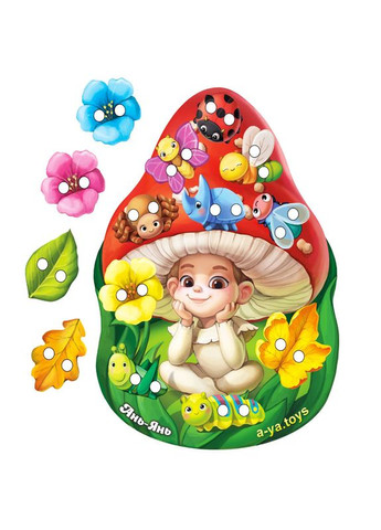 Шнурівка «Гриб-мухоморчик» іграшка по Монтессорі різнобарвна (498/ПСД132) Ubumblebees (324423378)