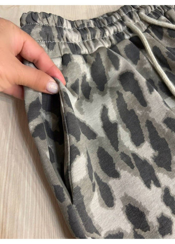 Костюм женский A-N 2749 леопардовый принт худи на молнии с капюшоном и брюки палаццо серый No Brand (338196007)