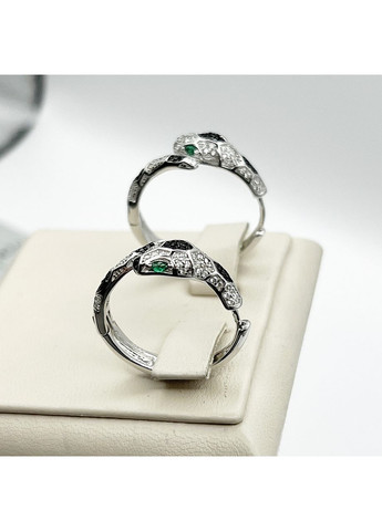 Сережки-кільця срібні з кубічним цирконієм "Змія" 6,8 г No Brand (369737092)