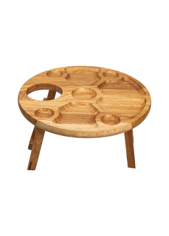 Винний столик-менажниця з дерева 35 см круглий на ніжках дуб BWR350180 (A-033355) LUGI (354825538)