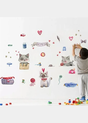 Наклейки з котами на стіну I love me cat (лист 30 х 90 см) Б324 No Brand (302242390)