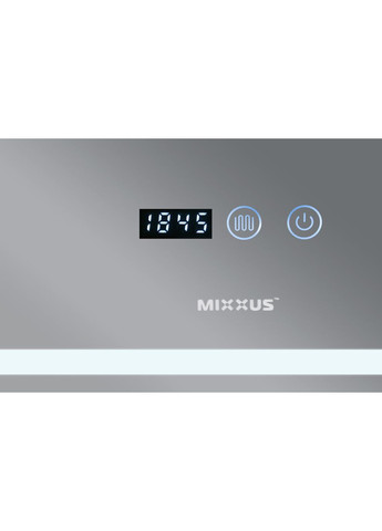 Дзеркало WARM MR02-90x70 з Led Touch, Anti-fog, димером, регулятором яскравості, годинником (MI6673) Mixxus (322005052)