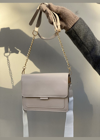 Женская сумка кросс-боди на широком ремешке бежевая No Brand (290704951)