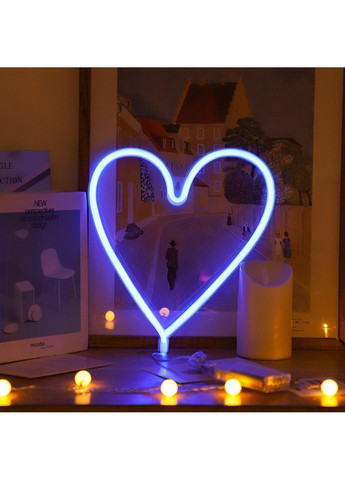 Настенный неоновый светильник "Сердце" синий на батарейках/USB 25.5*28см Smarti (371330786)