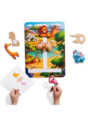 Деревянная настольная игра "Повтори по схеме - Африка" Ubumblebees (ПСД178) PSD178 на липучках No Brand (330608285)