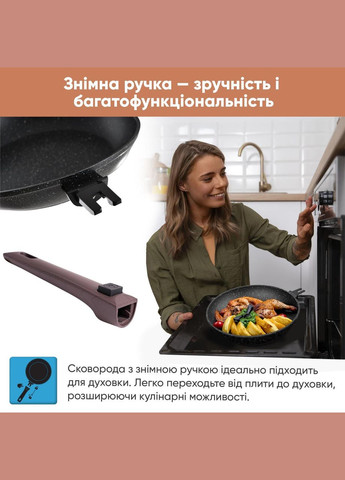 Сковорода з антипригарним покриттям і скляною кришкою 24 см (88-222-117) Krauff (334008869)