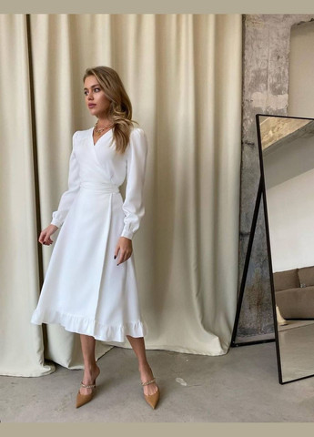 Білий ділова, повсякденний, святковий, вечірня ніжна весняна сукня на запах SAVOY BRAND