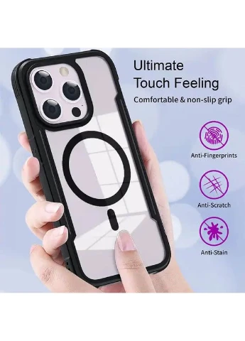 Чохол TPU+PC Defense Clear з MagSafe для Apple iPhone 15 Pro (6.1") Чорний Epik (373256926)