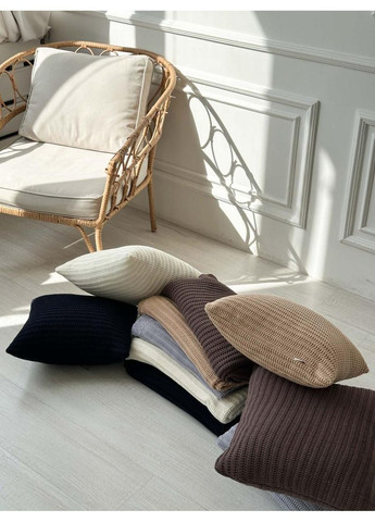 В'язана наволочка COTTON молочна 45х45 см декоративна для дому спальня вітальня стильна ProDobro (369365272)