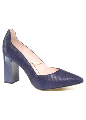 Синие женские туфли на высоком каблуке - фото