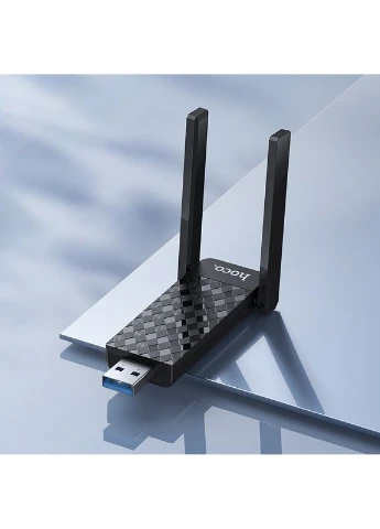 Антенна Wi-Fi WiFi6 USB внешняя двухдиапазонная сетевая карта Black (6942007659680) Hoco HI34 (391417657)