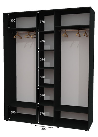 Шафа-купе тридверна 200*60*240 Антрацит 2 ДСП/Дзеркало з піскострумним малюнком ШК-04 Алекса (360438348)