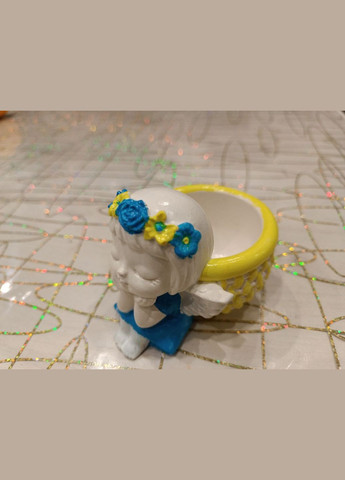 Кашпо ангел из гипса желто-голубой ручная работа Handmade (314696274)