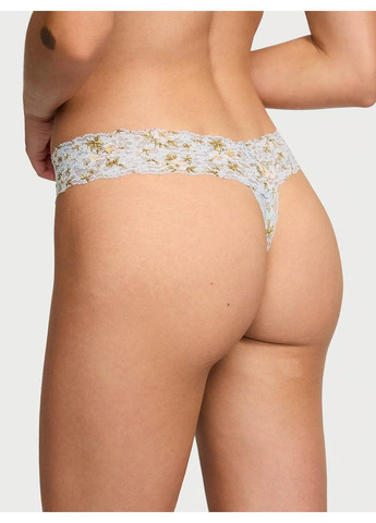 Трусики-стрінги жіночі Lace-Up Lace Thong Panty блакитні Victoria's Secret (348457745)