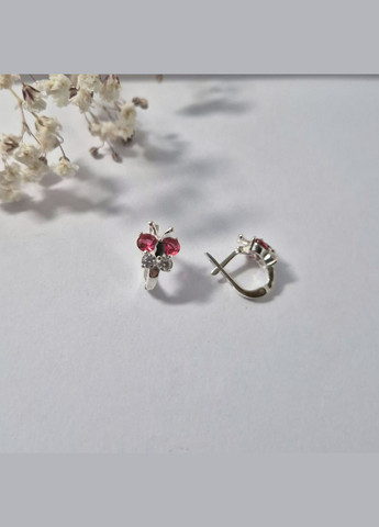 Серебряные серёжки серьги Бабочки с Малиновыми Камнями Серебро 925 пробы 5815о 2.60г No Brand (307833888)