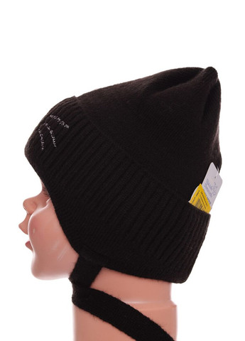 В'язка шапка для хлопчика на флісі з вусиками чорна 3м+ (51067) BABYKROHA (323469730)
