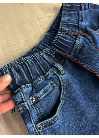 Джинси жіночі 8335 утеплені на флісі MOM з резинкою на талії сині Vanver - (363449417)