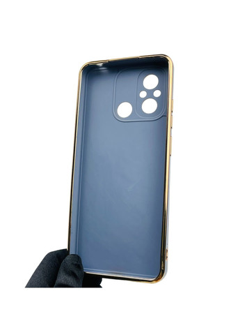 Чехол для Poco C55 глянцевый с золотой окантовкой с защитой камеры на сяоми поко с55 синий Xiaomi (366019392)