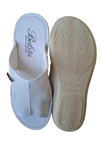 Белые тапочки женские с открытыми боковушками Белста с перфорацией