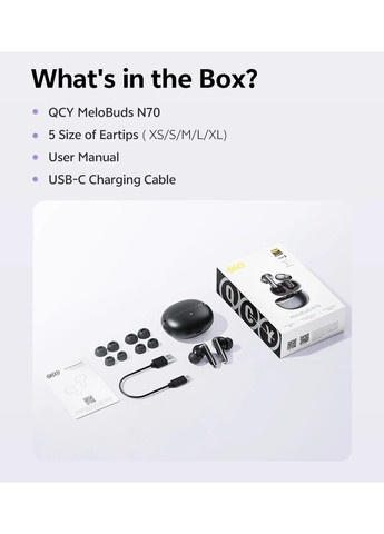 Гарнитура TWS MeloBuds N70 BH25HT18A purple QCY (364273498)