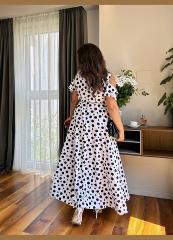 Білий повсякденний сукня жіноча на запах Україна в горошок