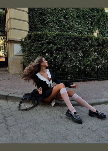 Черно-белое кэжуал, вечернее женское платье с рюшами No Brand