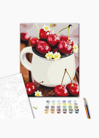 Картина по номерам Спелые черешни Картины в цифрах на холсте Натюрморт Раскраска 40х50 BS53397 Brushme (308989040)