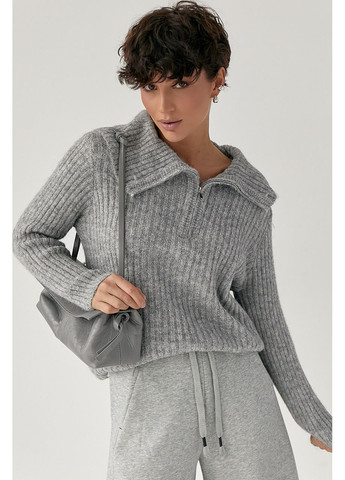 Теплая кофта в рубчик с молнией на воротнике Lurex (371334096)